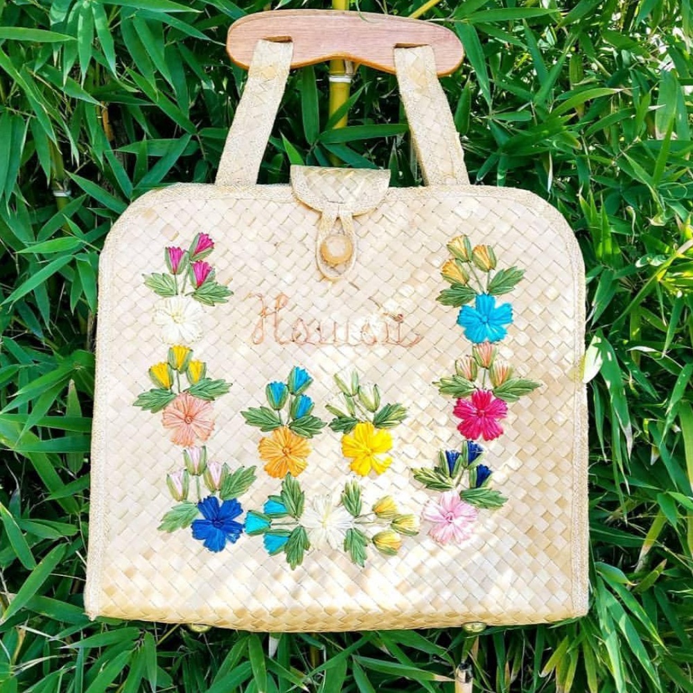 Vintage pinup Rockabilly 1950s Hawaii woven bag